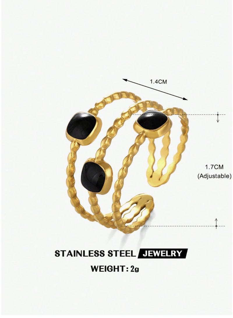 veya WOMEN’S OPEN GOLD-PLATED RING 18K – 3 PIECE - Image 3
